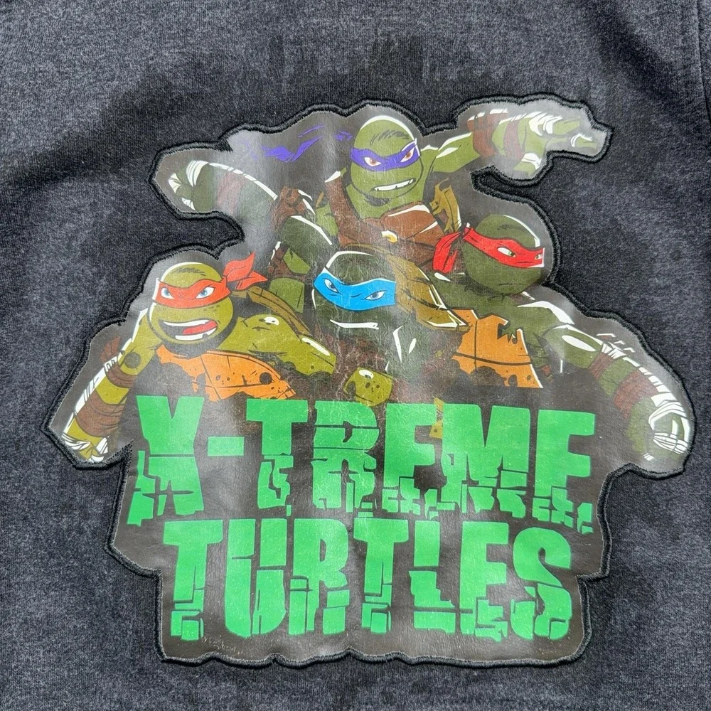 Nickelodeon Hoodie Sweatshirt Unisex Kids 4 Gray Fleece Zip TMNT X-Treme Turtles